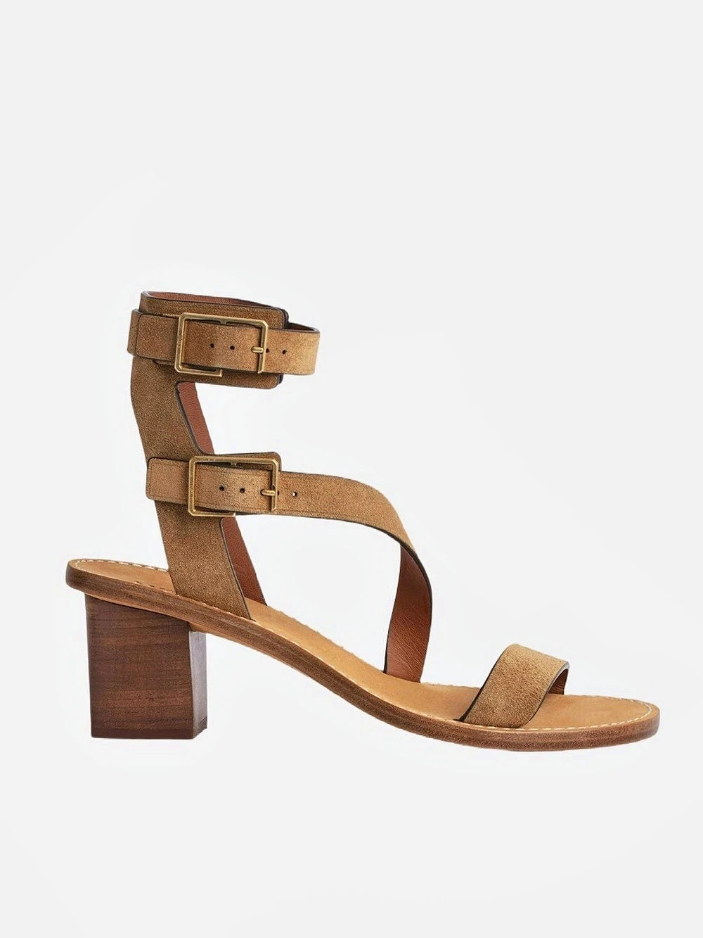 NIB Zadig & Voltaire Brown Strappy Block Heel Sandals EU 39